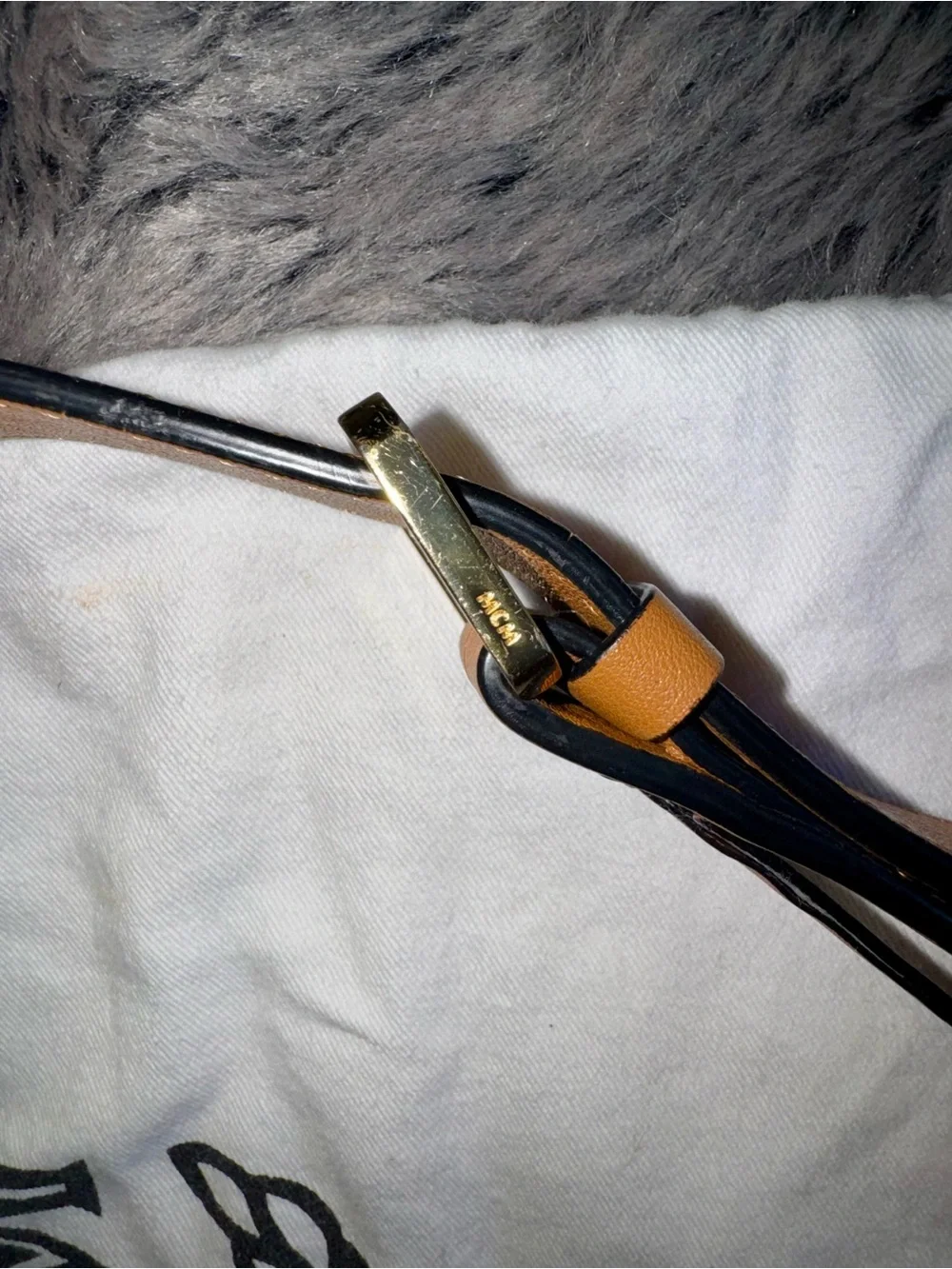 MCM Visetos Cognac Oval Crossbody Belt Bag w/ Dust Bag